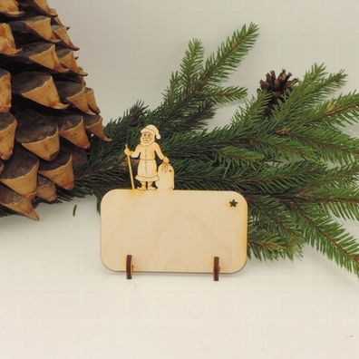 Tischkarte aus Holz, Nikolaus Weihnachtsmann, Blanko oder mit Gravur Weihnachten