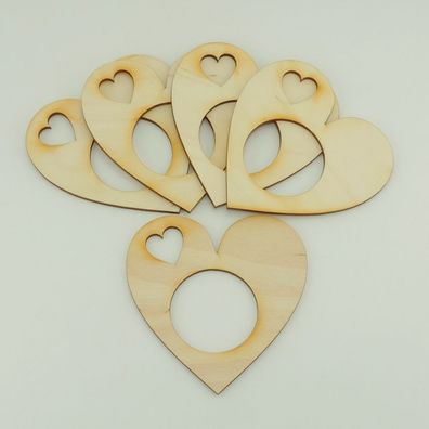 5 Serviettenringe in Herz Optik 10cm aus Holz Hochzeit Tischdeko Geburtstag