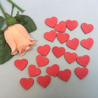 Rote Herzen 20 Stück 3cm aus Holz Dekoherzen Hochzeitsdeko Streudeko Hochzeit