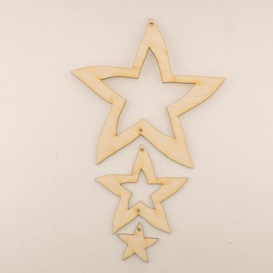 3Teiliges Fensterbild Sterne 15cm Stern aus Holz Basteln Weihnachtsdeko Deko