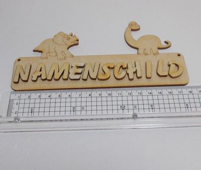 Dinos Dinosaurier Holz Türschild gestalten mit Holzbuchstaben DIY 18cm