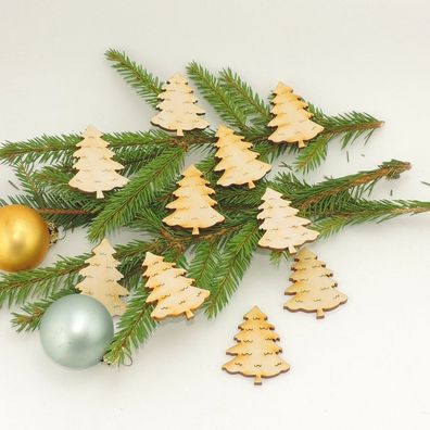10 er Set Tannenbäume 5 cm Holz Streudeko Weihnachten Advent Kranz Deko