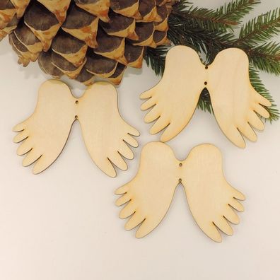 3 Stk Engelsflügel 12cm Baumbehang, Basteln, Schmücken Holz Rohling, Weihnacht
