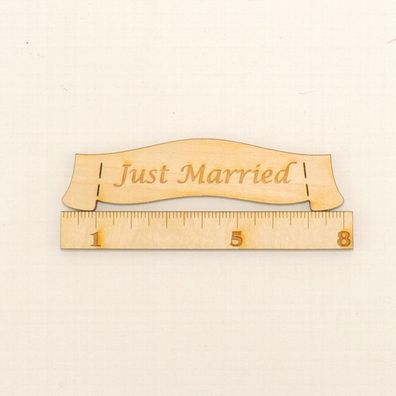Hochzeitsbanner mit Gravur " Just Married" 8cm Holz Geschenk Hochzeit Karten