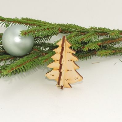 1 Tanne Baum 6cm aus Holz 2 Teile zum ineinanderstecken Weihnachten Advent Deko
