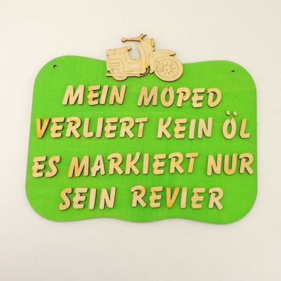 lustiges Türschild für Mopedfahrer, Ostalgie DDR, grün, Holz Spruch Wandschild