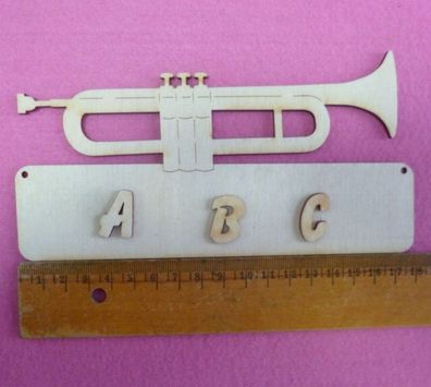 Türschild Trompete für Musikliebhaber DIY 18cm mit Holzbuchstaben selbst bemalen