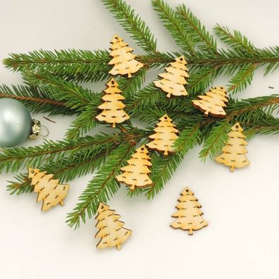 Tannenbaum 4cm mit Loch 10 Stk Holz Baumschmuck, Fensterbild Adventskranz Advent