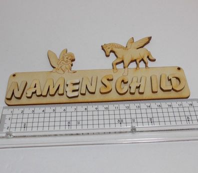 Pegasus und Fee Türschild gestalten 18cm mit Buchstaben aus Holz Kinderzimmer