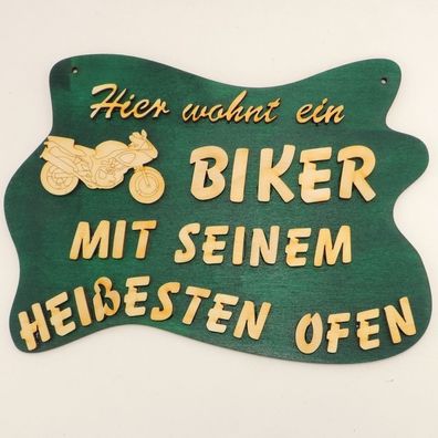 Türschild für einen Biker, Holz tolle Geschenkidee für ein Motorradfahrer, grün