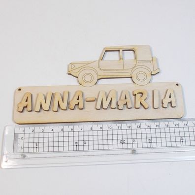 Jeep Auto Holz Türschild gestalten mit Buchstaben für Werkstatt DIY 18cm