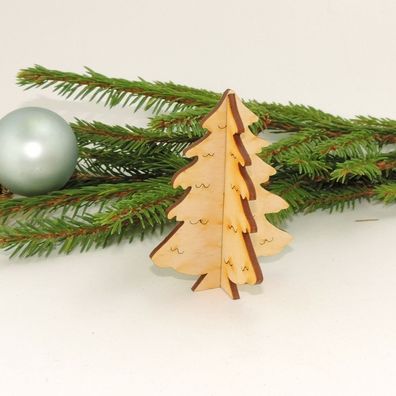 1 Deko Baum Tanne 8cm aus Holz 2 Teile zum ineinanderstecken Weihnachten Advent