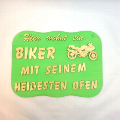 Türschild für Biker als Holzschild, Motorad aus Holz geniale Geschenkidee NEU