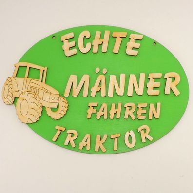 Witziges Türschild, Echte Männer fahren Traktor, Holz Trekker Landwirt Bauer