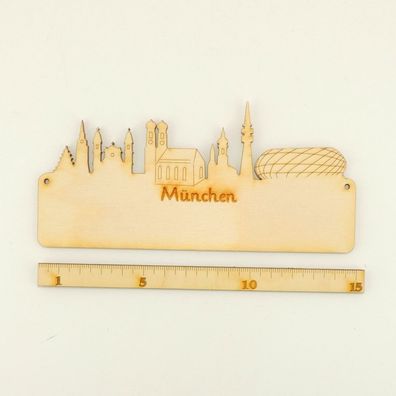 Türschild Skyline von München mit Namen aus Holz DIY 18cm selbst bemalen
