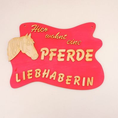 tolle Geschenkidee für Pferdeliebhaber, Türschild aus Holz in Pink, Pferd