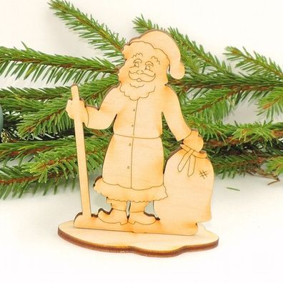 Weihnachtsmann Nikolaus stehend mit Fuss aus Holz 12cm Advent Weihnachtsdeko