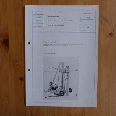 DDR Datenblatt Kurzbeschreibung Betonbohrgerät Pixie 6