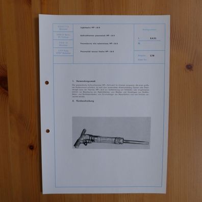 DDR Datenblatt Kurzbeschreibung Aufbruchhammer pneumatisch MP 26 A