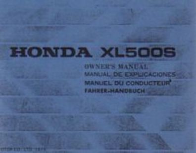 Bedienungsanleitung HONDA XL 500 S Motorrad Zweirad Oldtimer Klassiker
