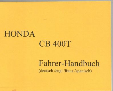 Handbuch Honda CB 400 T Motorrad Zweirad Oldtimer Klassiker