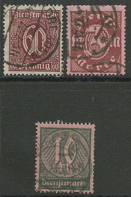 Deutsches Reich gestempelt Dienstmarke Michel-Nummer 66-68