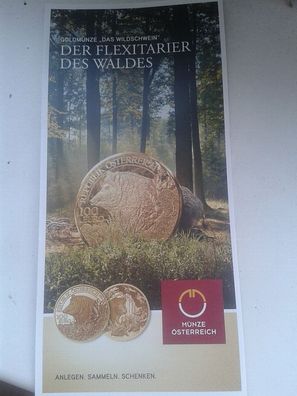 Folder 100 euro 2014 Gold Österreich Das Wildschwein