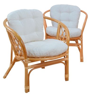 moebel direkt online 2er-Set Rattansessel mit Kissen Sessel honigfarben
