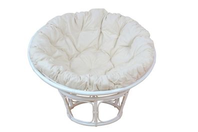 Papasansessel, Durchmesser 100 cm Sessel mit Kissen weiß