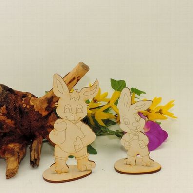 2 stehende Osterhasen Hasenpapa mit Kind Bastelset aus Holz Ostern Kinder Geburtstag