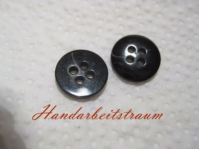 1 Kunststoffknopf Knöpfe schwarz mormoriert 12x2mm 4 Loch a 1,5mm Nr 2084