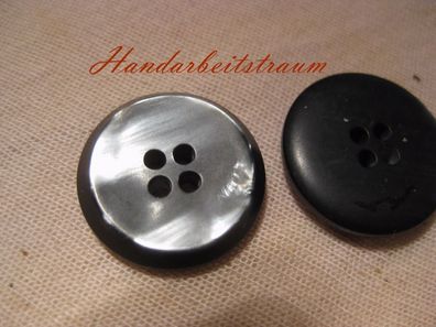 1 Kunststoffknopf Knöpfe schwarz mit Perlmuttschimmer 20x5mm 4 Loch a 2, mm Nr 2066