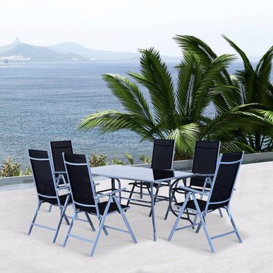 Outsunny® 7-tlg Alu Tisch-Stuhl Set Sitzgruppe Gartengarnitur Gartenset Gartenmöbel