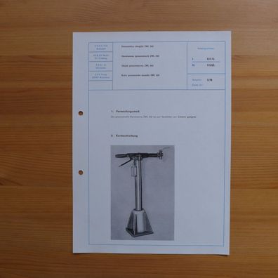 DDR Datenblatt Kurzbeschreibung Handramme pneumatisch ZWL 002