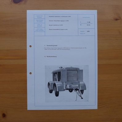 DDR Datenblatt Fahrbares Diesel Elektro Aggregat 6-2470