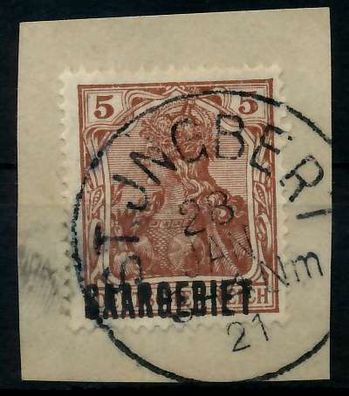 Saargebiet Germania Nr 44b zentrisch gestempelt Briefstück X7B2272