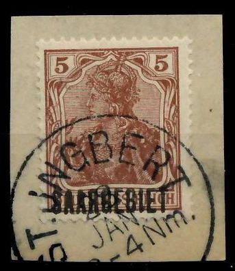 Saargebiet Germania Nr 44b zentrisch gestempelt Briefstück X7B227E