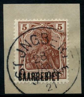 Saargebiet Germania Nr 44b zentrisch gestempelt Briefstück X7B22CE