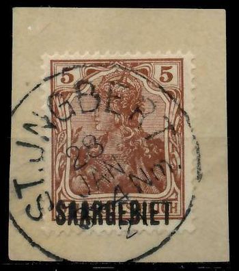 Saargebiet Germania Nr 44b zentrisch gestempelt Briefstück X7B22EE