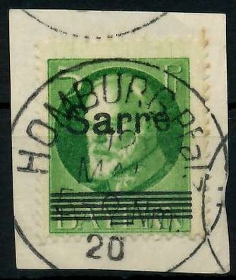 Saargebiet LUDWIG Nr 18 zentrisch gestempelt Briefstück X7B230A