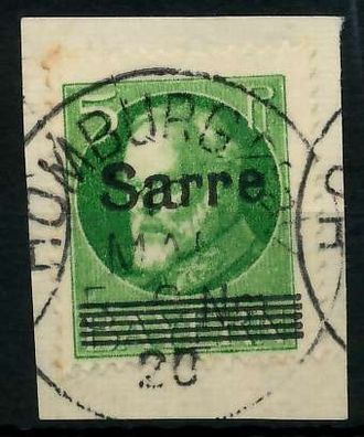 Saargebiet LUDWIG Nr 18 zentrisch gestempelt Briefstück X7B2312