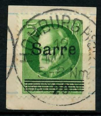 Saargebiet LUDWIG Nr 18 zentrisch gestempelt Briefstück X7B238A