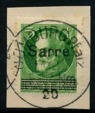 Saargebiet LUDWIG Nr 18 zentrisch gestempelt Briefstück X7B238E