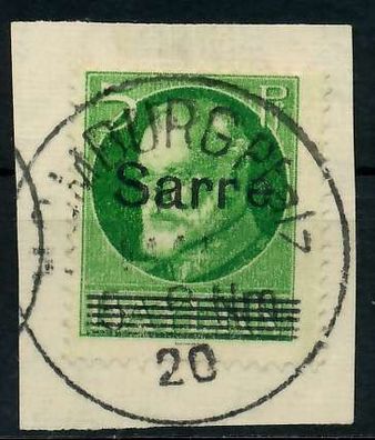 Saargebiet LUDWIG Nr 18 zentrisch gestempelt Briefstück X7B23AA