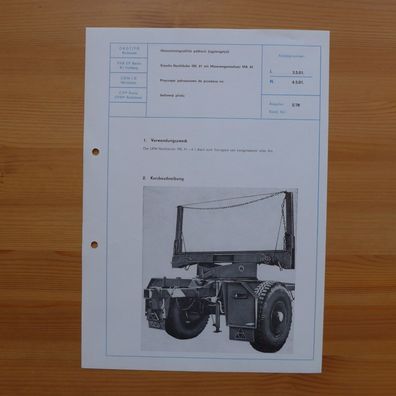 DDR Datenblatt Einachs Nachläufer INL 41 , LKW Anhänger