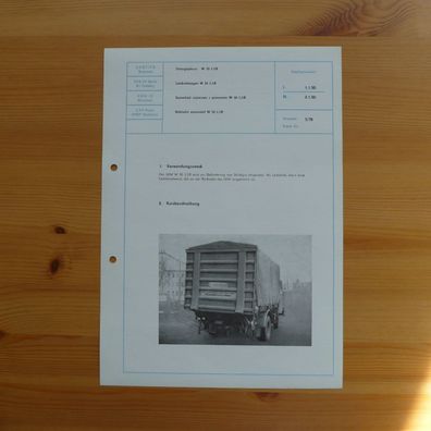 DDR Datenblatt LKW W 50 L / LB , VEB IFA Automobilwerke Ludwigsfelde , NVA