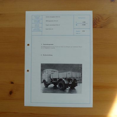 DDR Datenblatt LKW W 50 L / Z , VEB IFA Automobilwerke Ludwigsfelde , NVA