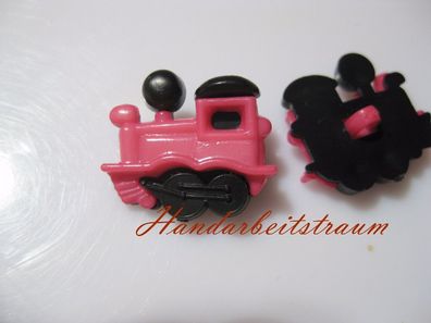 1Kunststoffkinderknopf Lock pink/ schwarz 21x19mm Öse 3mm Nr 2105