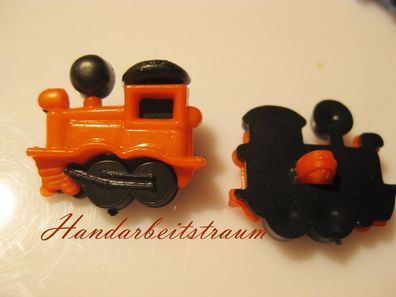 1Kunststoffkinderknopf Lock orange/ schwarz 21x19mm Öse 3mm Nr 2112