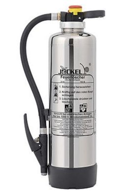 Jockel Design Feuerlöscher 6kg Pulver 43A=12LE Chrom Silber Pulverfeuerlöscher
